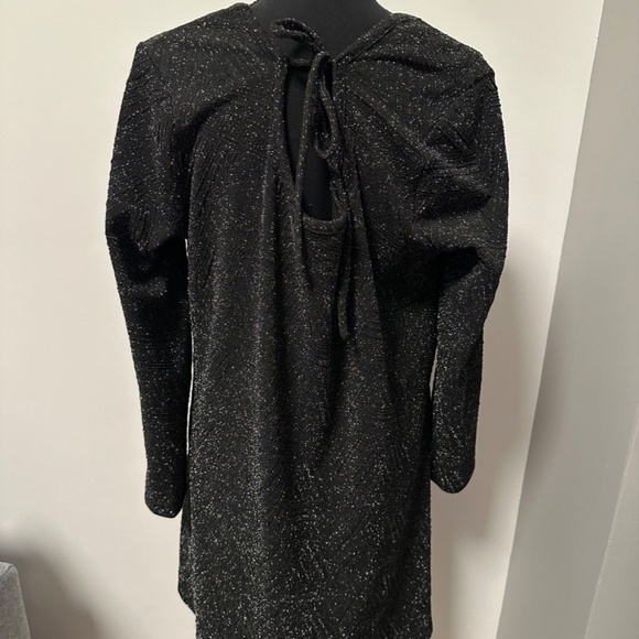 *NINA LEONARD* Black x Sparkle Long Sleeve Dress Size Large - Picture 4 of 7